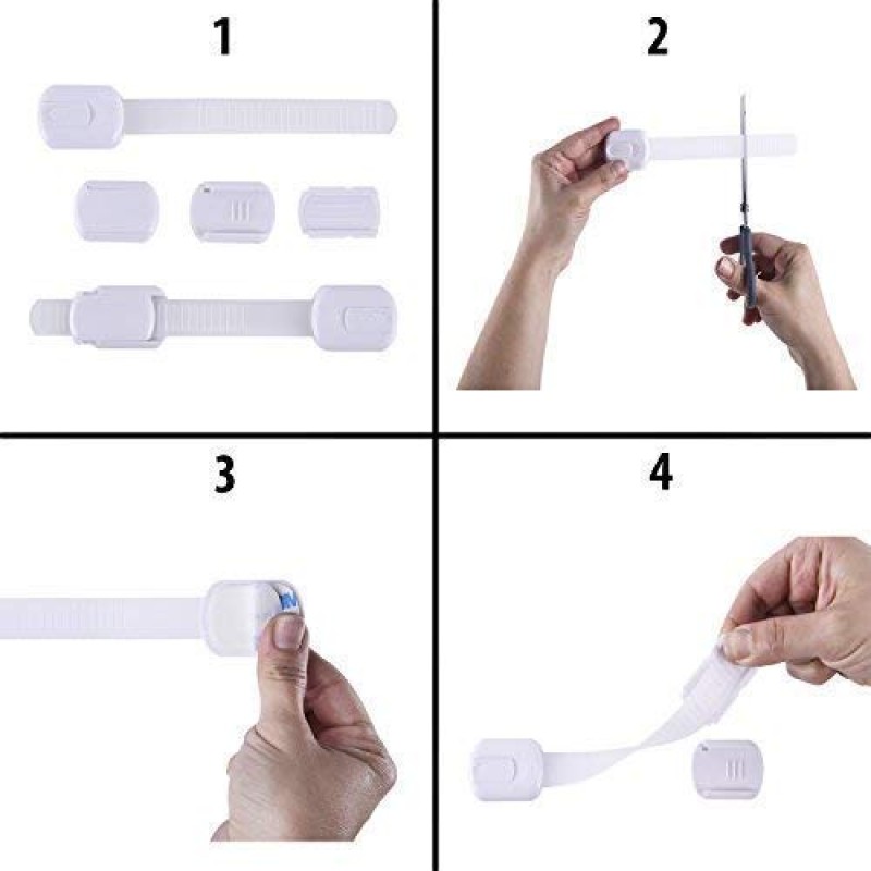 6pcs 3M Adhesive Baby Safety Locks  White Child Proof Cupboard  Drawer Locks 