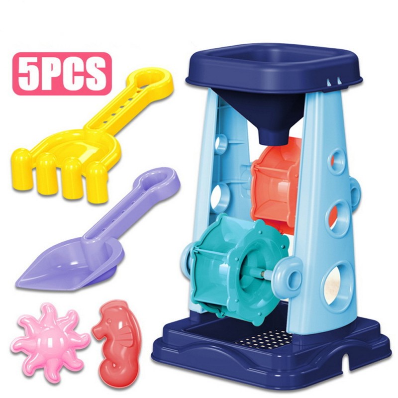 5pcs Hot Summer Beach & Sand Toys Bucket and Spade Set for Kids Outdoor Sand Beach Bucket Toys 