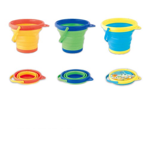 5pcs Portable folding bucket children's toy soft glue bucket Beach children's toy baby splashing bath neutral plastic