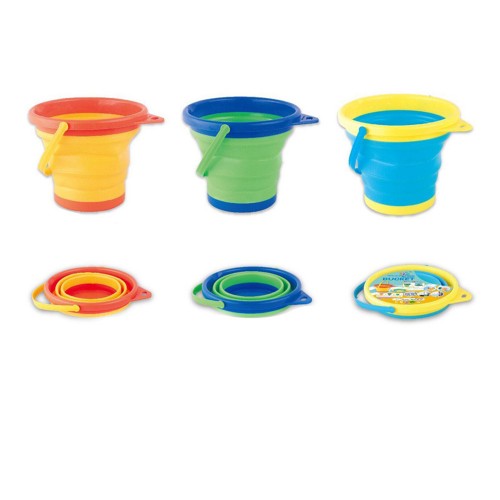 5pcs Portable folding bucket children's toy soft glue bucket Beach children's toy baby splashing bath neutral plastic