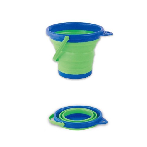 5pcs Portable folding bucket children's toy soft glue bucket Beach children's toy baby splashing bath neutral plastic