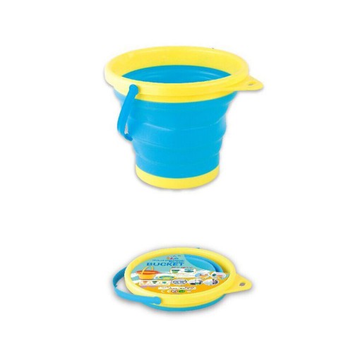 5pcs Portable folding bucket children's toy soft glue bucket Beach children's toy baby splashing bath neutral plastic