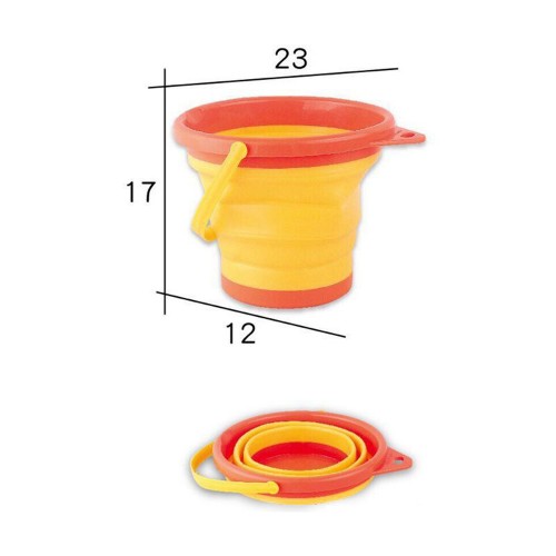 5pcs Portable folding bucket children's toy soft glue bucket Beach children's toy baby splashing bath neutral plastic