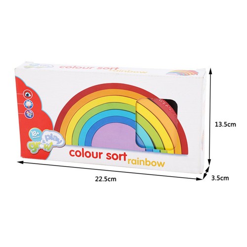 Wooden colorful arch rainbow building blocks children's baby folding music creative toys