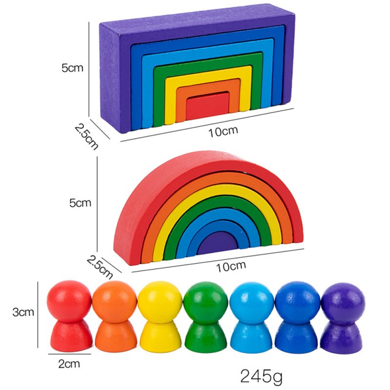 Arch Block Rainbow Stacker Montessori Wooden Stacking Learning Toys for Kids Age Group 3Y+ 