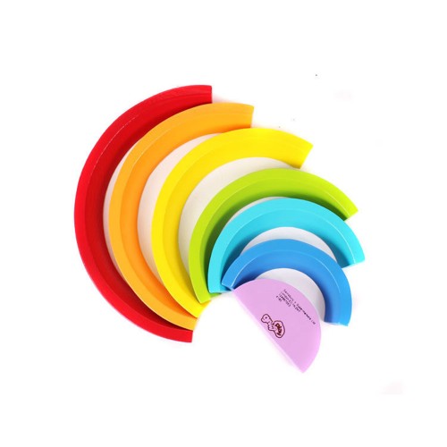 Wooden colorful arch rainbow building blocks children's baby folding music creative toys