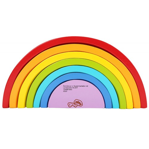 Wooden colorful arch rainbow building blocks children's baby folding music creative toys