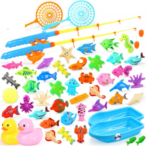 2022 Fishing game toy funny magnetic fishing toy fishing bath toy for kids with pond