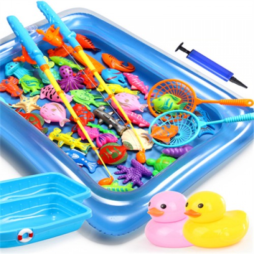 2022 Fishing game toy funny magnetic fishing toy fishing bath toy for kids with pond