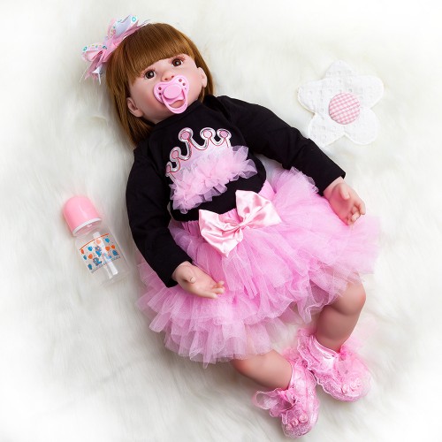 Top Sales Reborn Baby Silicone Doll With Electronic Music Milk Bottle Accessories Plastic Toys For Kids