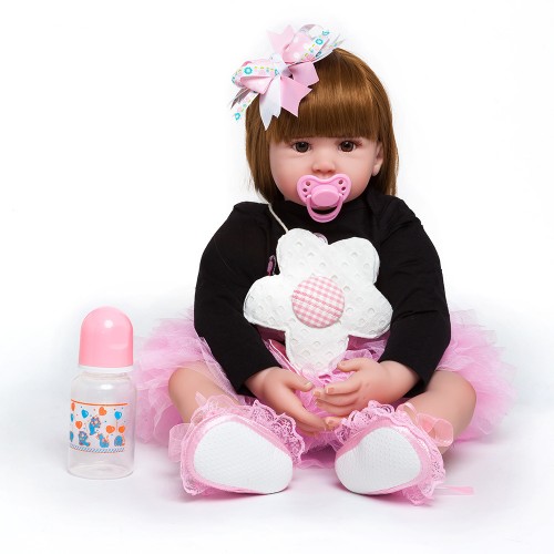 Top Sales Reborn Baby Silicone Doll With Electronic Music Milk Bottle Accessories Plastic Toys For Kids