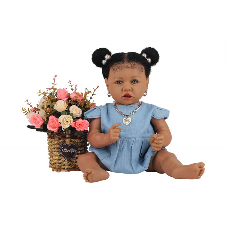 Custom Black Color Soft Vinyl Silicone Dolls For Accompany Children To Play 