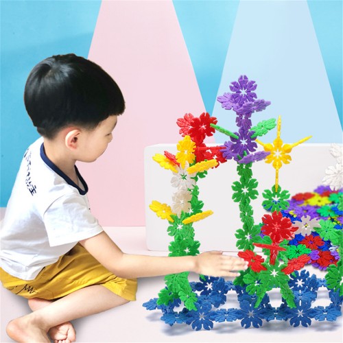 Thickened snow flake inserted children's educational toy leaf shaped plastic educational building block