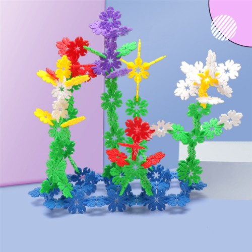 Thickened snow flake inserted children's educational toy leaf shaped plastic educational building block