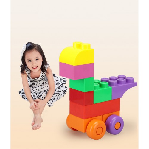 Large thickened blocks combined with versatile plastic building blocks early education children's educational desktop teaching t