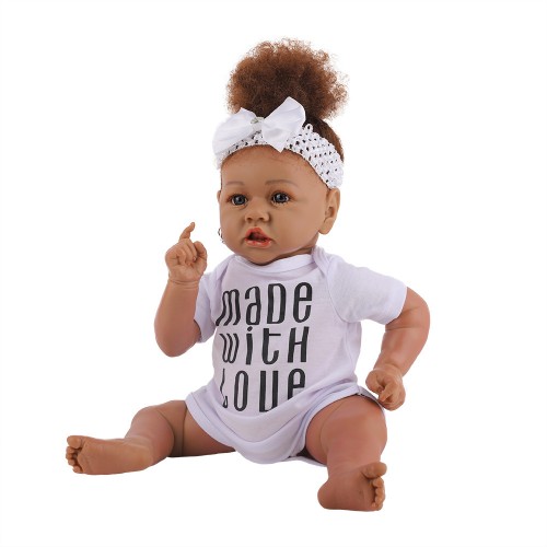 Hot Sale Realistic Lifelike African American Newborn Kids Children Mini Girl Toy Set Silicone Black Reborn Baby Doll