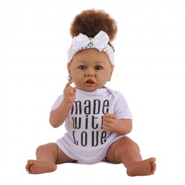 Hot Sale Realistic Lifelike African American Newborn Kids Children Mini Girl Toy Set Silicone Black Reborn Baby Doll 