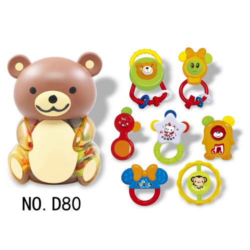 Eco-friendly Wooden Teether Baby Teeth Ring Baby Rattle Baby Wooden Toy Safe and Non-toxic