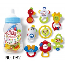 Wholesale Wood Crafts Cute Animal Wooden Ring Teether Cotton Knitted Baby Rattle Teether 