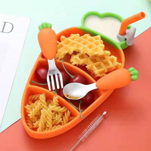 Silicone Baby Non Slip Toddler Feeding Set Kids Placemats with Spoons