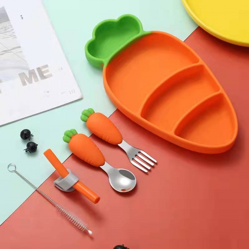 Silicone Baby Non Slip Toddler Feeding Set Kids Placemats with Spoons