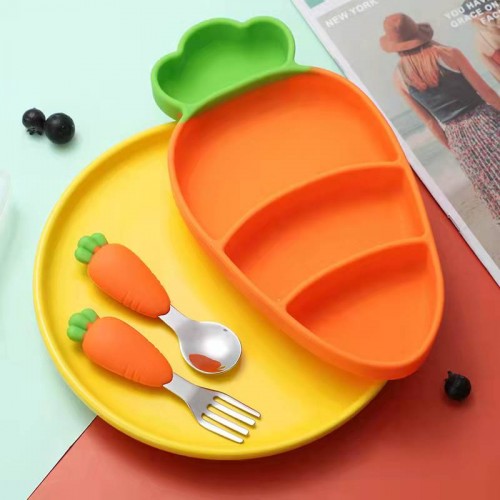 Silicone Baby Non Slip Toddler Feeding Set Kids Placemats with Spoons