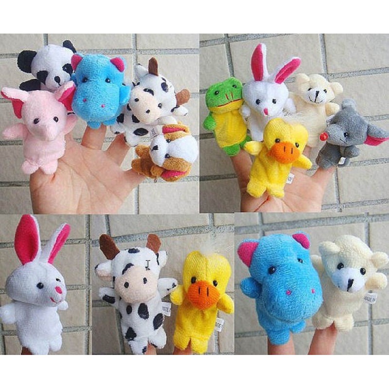 20pcs Different Cartoon Animal Finger Puppets Soft Velvet Dolls Props Toys