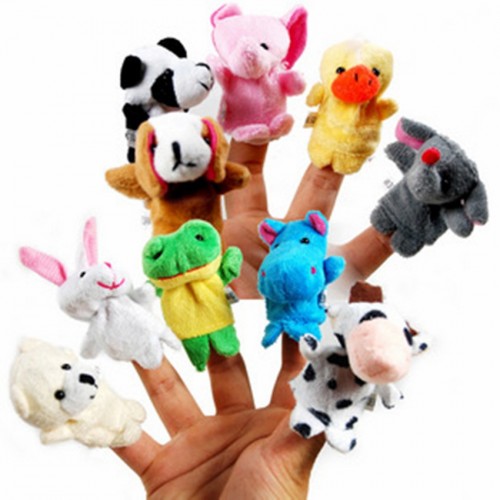 20pcs Different Cartoon Animal Finger Puppets Soft Velvet Dolls Props Toys