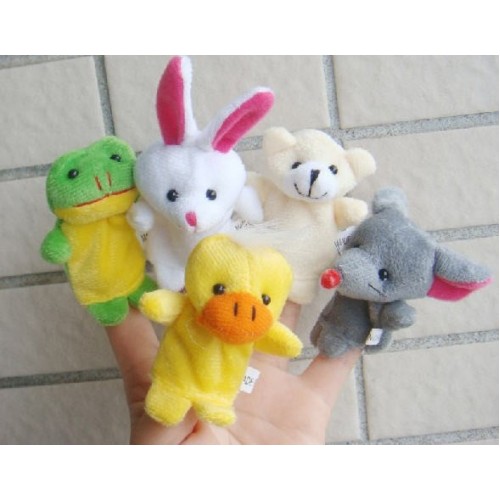 20pcs Different Cartoon Animal Finger Puppets Soft Velvet Dolls Props Toys