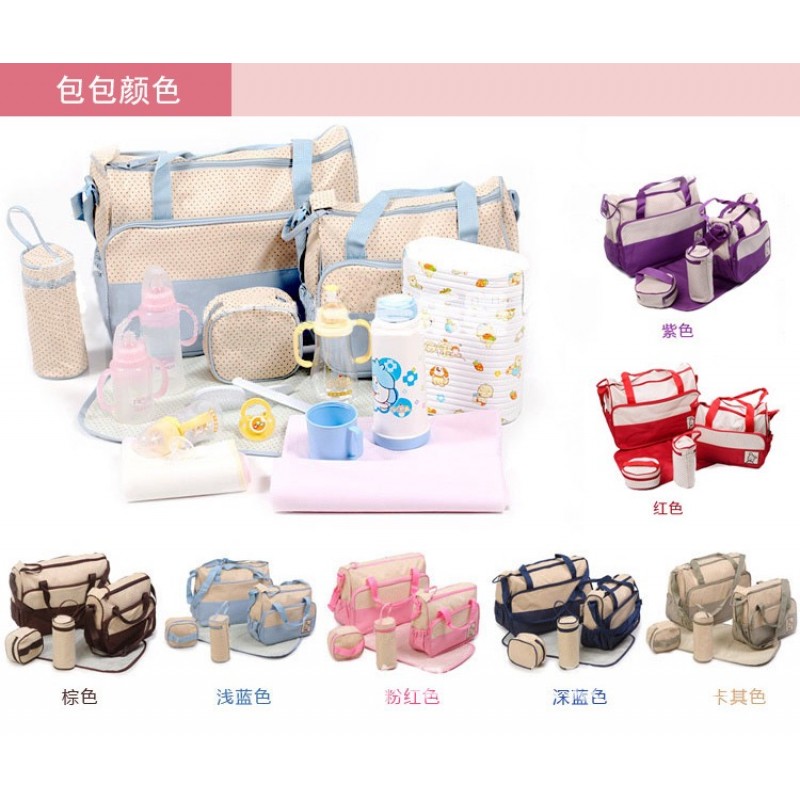 5PCS Diaper Bag Tote Set Baby Bags for Mom 