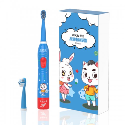 Factory  Waterproof Small Soft Heads USB Rechargeable Custom DIY Cartoon Sticker Lovely Children Toothbrush Set