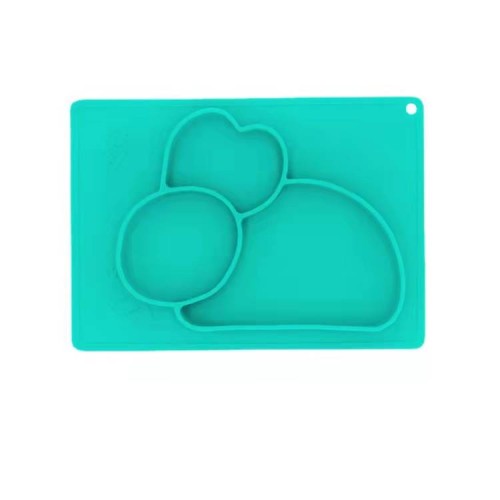 Food-Grade Silicone Divided Placemat for Babies Infants Toddlers Kids Dishes Stick to High Chair Trays and Table Microwave Dishwasher Safe Cute rabbit